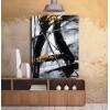 imageYihui Arts Abstract Canvas Wall Art Pictures Thick Texture Grey with Gold Foil Paintings Hand Painted by Professional Artist For Dinning Room DecorationBlack