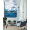 imageYihui Arts Abstract Canvas Wall Art Pictures Thick Texture Grey with Gold Foil Paintings Hand Painted by Professional Artist For Dinning Room DecorationBlue 1