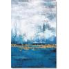 imageYihui Arts Abstract Canvas Wall Art Pictures Thick Texture Grey with Gold Foil Paintings Hand Painted by Professional Artist For Dinning Room DecorationBlue 1