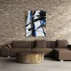 imageYihui Arts Abstract Canvas Wall Art Pictures Thick Texture Grey with Gold Foil Paintings Hand Painted by Professional Artist For Dinning Room DecorationBlue