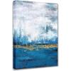 imageYihui Arts Abstract Canvas Wall Art Pictures Thick Texture Grey with Gold Foil Paintings Hand Painted by Professional Artist For Dinning Room DecorationBlue 1