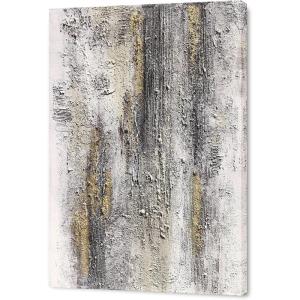 imageYihui Arts Abstract Canvas Wall Art Pictures Thick Texture Grey with Gold Foil Paintings Hand Painted by Professional Artist For Dinning Room DecorationGrey 2