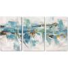 imageYihui Arts 3 Piece Abstract Canvas Wall Art with Textured Light Blue Teal Color Painting Pictures Set with Gold Foil Artwork for Living Room Bedroom Bathroom DecorMDYF986
