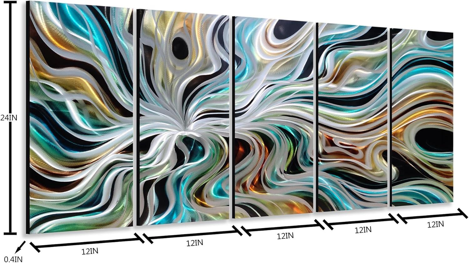 imageYihui Arts Abstract Metal Wall Art Hand Crafted Aluminum Artwork Modern 3D Sculpture for Living Room Bedroom Dinning DecorColorful Abstract