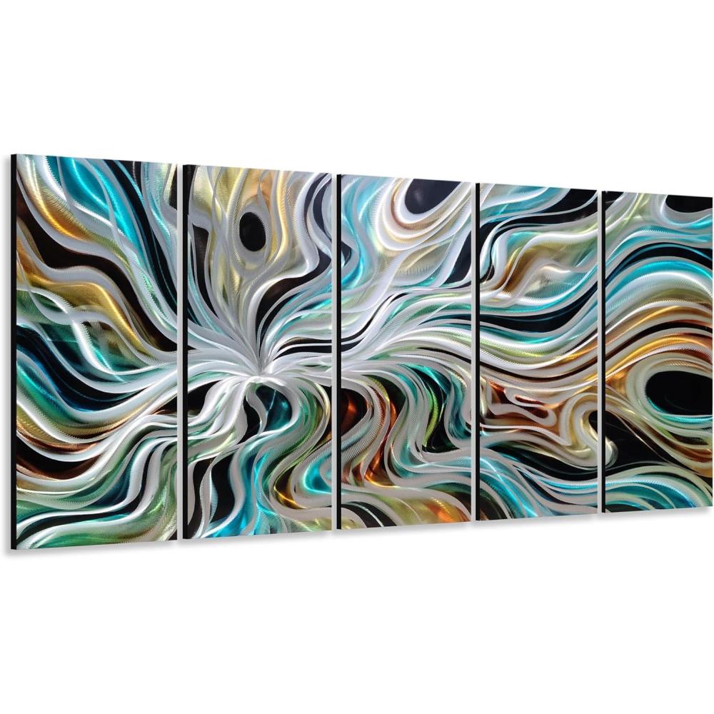imageYihui Arts Abstract Metal Wall Art Hand Crafted Aluminum Artwork Modern 3D Sculpture for Living Room Bedroom Dinning DecorColorful Abstract