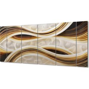 imageYihui Arts Abstract Metal Wall Art Hand Crafted Aluminum Artwork Modern 3D Sculpture for Living Room Bedroom Dinning DecorBrown Abstract