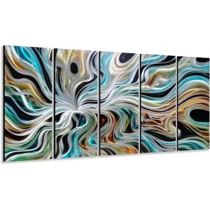imageYihui Arts Abstract Metal Wall Art Hand Crafted Aluminum Artwork Modern 3D Sculpture for Living Room Bedroom Dinning DecorColorful Abstract