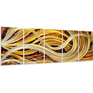 imageYihui Arts Abstract Metal Wall Art Hand Crafted Aluminum Artwork Modern 3D Sculpture for Living Room Bedroom Dinning DecorY055