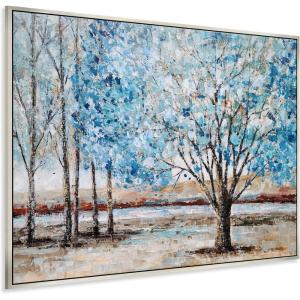 imageYihui Arts Fashion Canvas Wall Art Modern Birch Tree Artwork Painting Abstract Forest Pictures for Living Room Bedroom Home DecorBlue Tree Art