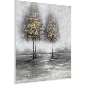imageYihui Arts Lake Landscape Wall Art  Rustic Farmhouse Canvas Painting with Textured Tree and Gold Foil Accents for Living Room Bedroom or Bathroom DecorTree Art