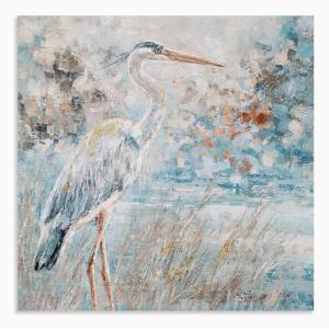 imageYihui Arts Rustic Coastal Canvas Wall Art  Vertical Heron Painting with Textured  Abstract Bird Artwork for Farmhouse Living Room Bathroom Hallway DecorSquare Birds