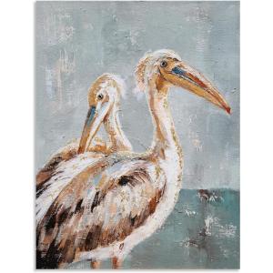 imageYihui Arts Rustic Coastal Canvas Wall Art  Vertical Heron Painting with Textured  Abstract Bird Artwork for Farmhouse Living Room Bathroom Hallway DecorHeron Couples