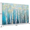 imageYihui Arts Modern Birch Tree Canvas Wall Art with Textured Black and White Forest Painting on Canvas Pictures for Living Room Bedroom Bathroom DecorationTeal Tree