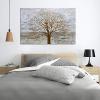 imageYihui Arts Modern Birch Tree Canvas Wall Art with Textured Black and White Forest Painting on Canvas Pictures for Living Room Bedroom Bathroom DecorationGrey Tree