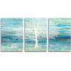 imageYihui Arts Modern Birch Tree Canvas Wall Art with Textured Black and White Forest Painting on Canvas Pictures for Living Room Bedroom Bathroom DecorationBlue Tree