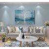 imageYihui Arts Modern Birch Tree Canvas Wall Art with Textured Black and White Forest Painting on Canvas Pictures for Living Room Bedroom Bathroom DecorationBlue Tree