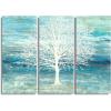 imageYihui Arts Modern Birch Tree Canvas Wall Art with Textured Black and White Forest Painting on Canvas Pictures for Living Room Bedroom Bathroom DecorationBlue Tree