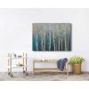 imageYihui Arts Modern Birch Tree Canvas Wall Art with Textured Black and White Forest Painting on Canvas Pictures for Living Room Bedroom Bathroom DecorationTeal Tree