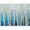 imageYihui Arts Modern Birch Tree Canvas Wall Art with Textured Black and White Forest Painting on Canvas Pictures for Living Room Bedroom Bathroom DecorationTeal Tree