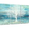 imageYihui Arts Modern Birch Tree Canvas Wall Art with Textured Black and White Forest Painting on Canvas Pictures for Living Room Bedroom Bathroom DecorationBlue Tree