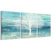 imageYihui Arts Modern Birch Tree Canvas Wall Art with Textured Black and White Forest Painting on Canvas Pictures for Living Room Bedroom Bathroom DecorationBlue Tree