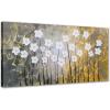 image:imageYihui Arts Flower Wall Decor Hand Painted 3D Yellow and White Oil Paintings Modern Abstract Botanical Pictures Aesthetic Artwork for Living Room Bedroom Dinning Decoration