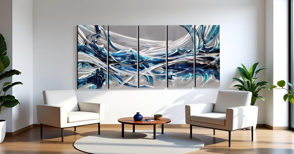 image:imageYihui Arts Hand Crafted 3D Aluminum Abstract Colorful Metal Wall Art for Home and Office DecorYMX497
