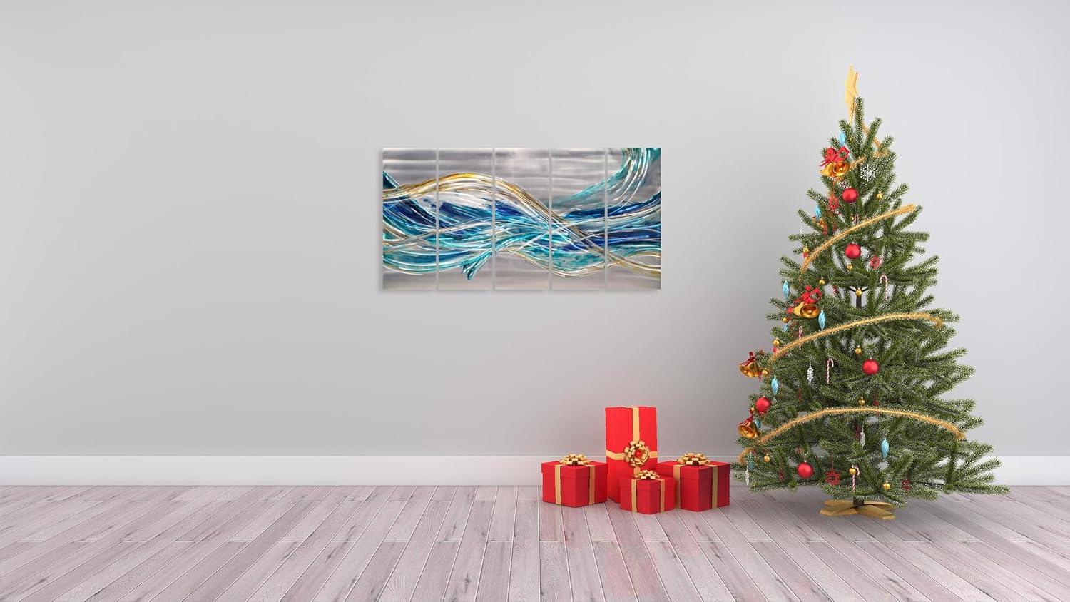 image:imageYihui Arts Hand Crafted 3D Aluminum Abstract Colorful Metal Wall Art for Home and Office DecorYMX498