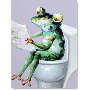 image:imageYihui Arts Funny Bathroom Wall Art Frog Reading Book Artwrok Large Painting Pictures for Home DecorFrog Artwork