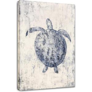 image:imageYihui Arts Sea Turtle Wall Art Hand Painted Coastal Paintings Nautical Decor Blue and White Canvas Pictures Ocean Animal Posters for Living Room Bedroom Bathroom Decoration